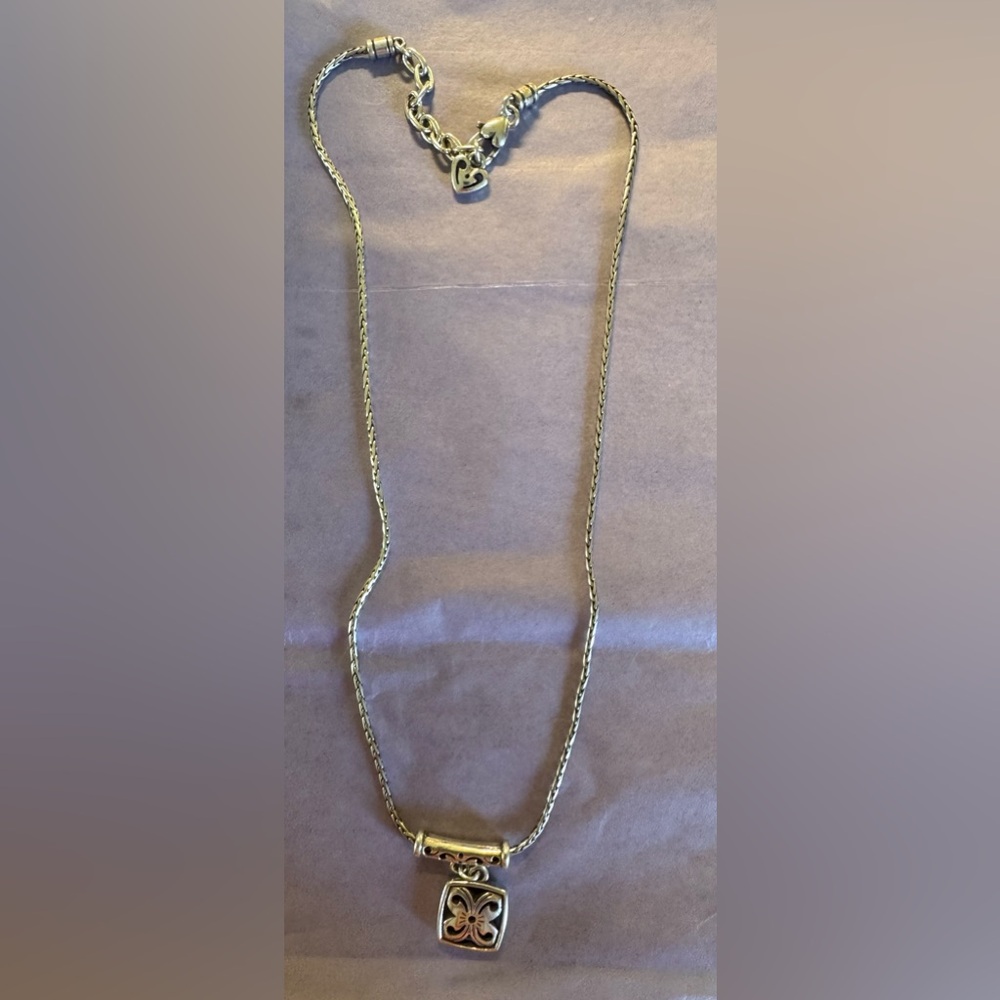 Brighton Silver Tone Pendant Necklace with Filigree Charm